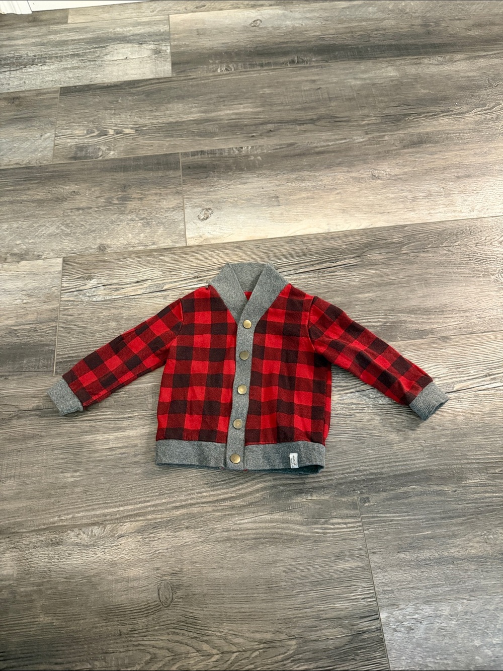 Mini Heroes Kids Red Buffalo Plaid Button Cardigan Jacket - Unbranded